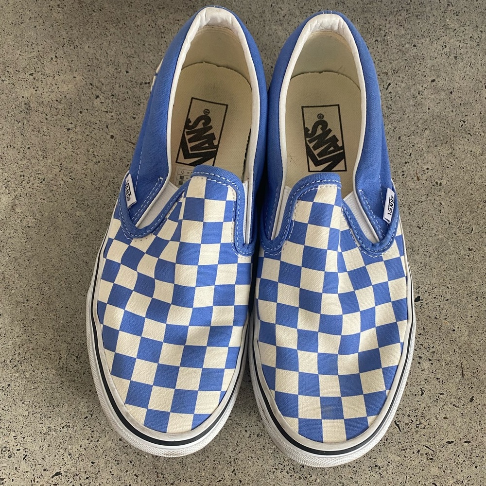 Vans Blue Checkered Slip On Vans